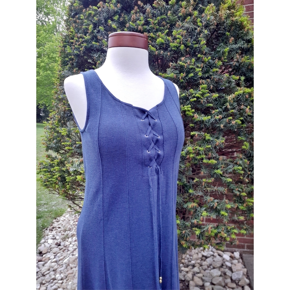 Joan Vass Tassel Tie Maxi Corset Front Stretch Long Dress Nap Dress NEW